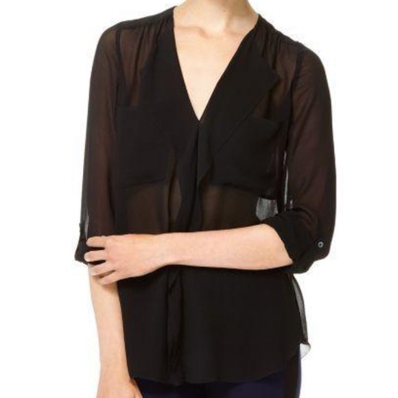 Babaton Finley Black Silk Blouse Shirt Small - Picture 1 of 9